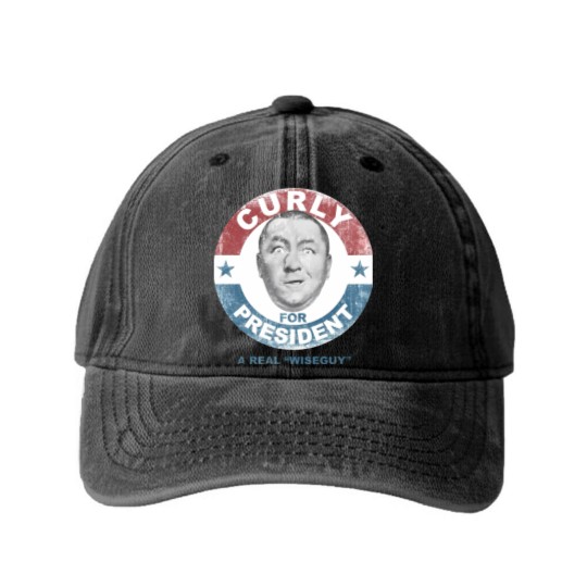 Discover Three Stooges Curly for President Washed Denim Baseball Caps