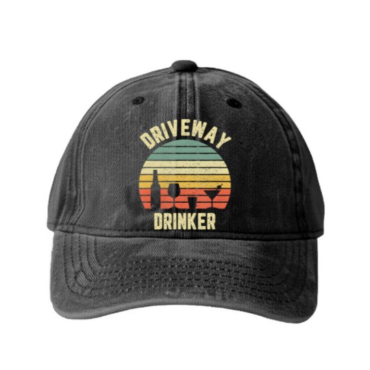 Discover Driveway Drinker Washed Denim Baseball Caps Retro Vintage Drinking Washed Denim Baseball Caps
