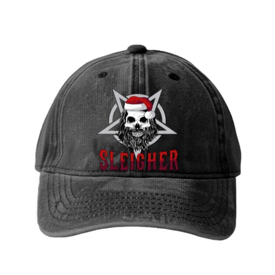 Discover Sleigher Heavy Metal Slayer Christmas Washed Denim Baseball Caps