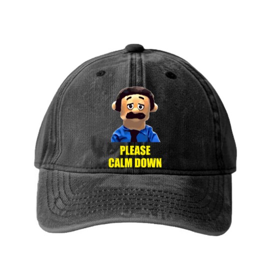 Discover Please Calm Down Awkward Puppets Diego Washed Denim Baseball Caps