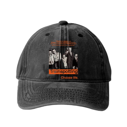 Discover Vintage Washed Denim Baseball Caps Trainspotting NATURAL color Men Woman Unisex Washed Denim Baseball Caps
