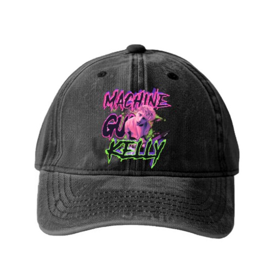Discover MGK Washed Denim Baseball Caps, MGK Merch Washed Denim Baseball Caps, Machine Gunn Kelly Fan gift, Rap Washed Denim Baseball Caps,