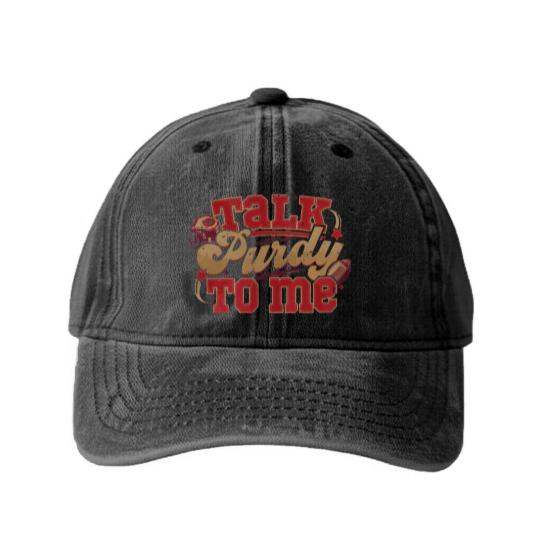 Discover Talk Purdy To Me Washed Denim Baseball Caps, San Francisco Football Washed Denim Baseball Caps