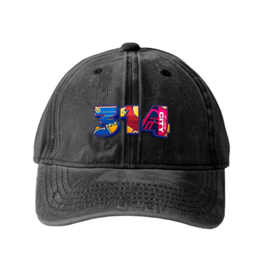 Discover Area Code St. Louis STL 314 Washed Denim Baseball Caps