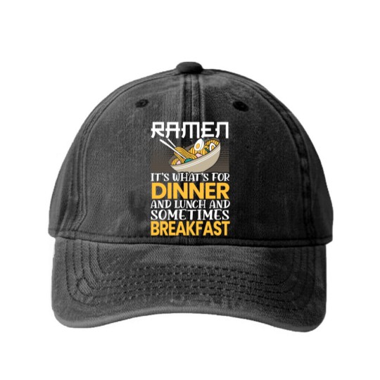 Discover Ramen Japanese Noodle Soup Eater Food Lover Foodie Washed Denim Baseball Caps