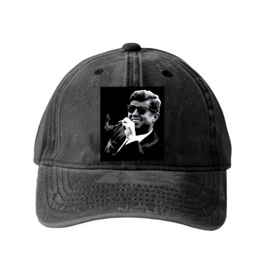 Discover John F. Kennedy Cigar & Sunglasses Washed Denim Baseball Caps