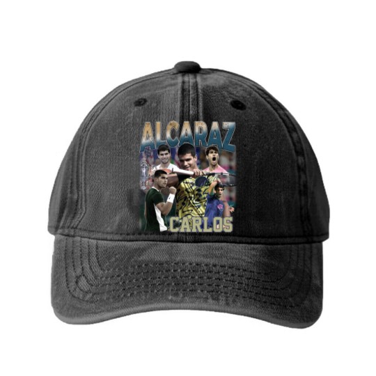 Discover Carlos Alcaraz Washed Denim Baseball Caps, Carlos Alcaraz 90s Bootleg Washed Denim Baseball Caps