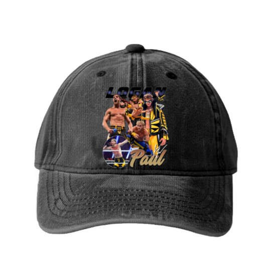 Discover Vintage 90s Graphic Style Logan Paul Washed Denim Baseball Caps, Logan Paul Vintage Washed Denim Baseball Caps Professional Wrestler Gift