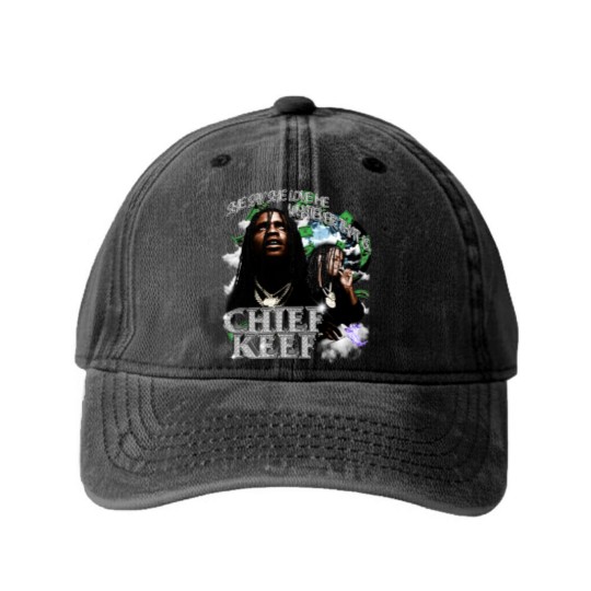 Discover Chief Keef 90s Vintage Washed Denim Baseball Caps, Chief Keef Washed Denim Baseball Caps, Chief Keef Retro Washed Denim Baseball Caps