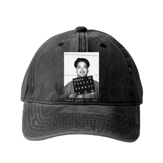 Discover Robert Downey Jr. 1999 Actor Mugshot Washed Denim Baseball Caps