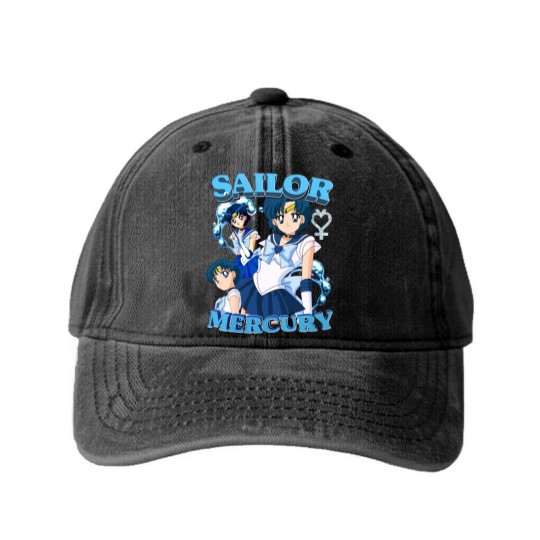 Discover Sailor Mercury Ami Mizuno Bootleg Washed Denim Baseball Caps