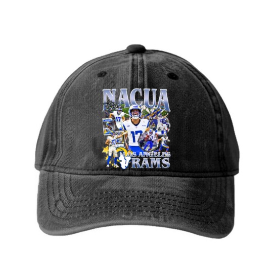 Discover Vintage 90s Graphic Style Puka Nacua Washed Denim Baseball Caps Football Washed Denim Baseball Caps