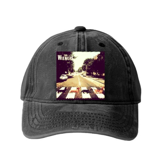 Discover Doxie Dachshund Abbey Road Washed Denim Baseball Caps Washed Denim Baseball Caps