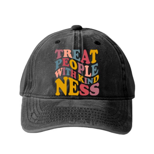 Discover Treat People With Kindness Washed Denim Baseball Caps
