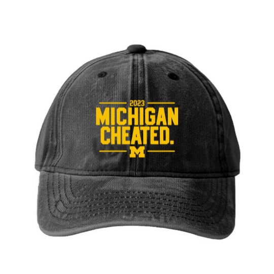Discover Michigan Cheated College Football Fan Washed Denim Baseball Caps