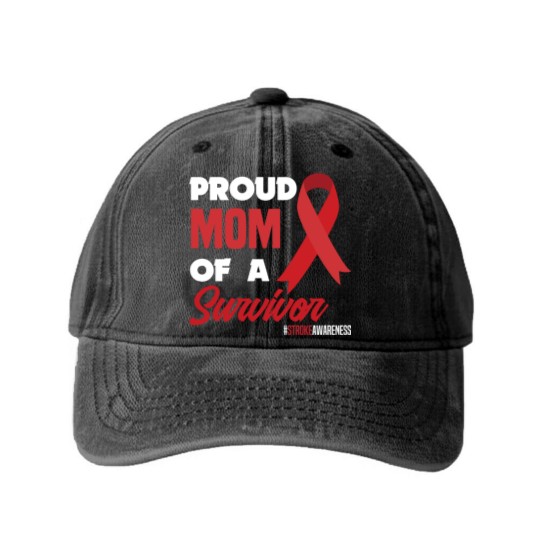 Discover Proud Mom Of A Survivor Stroke Awareness Washed Denim Baseball Caps