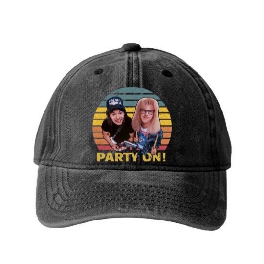 Discover Wayne's World Retro Vintage Washed Denim Baseball Caps, Party On Vintage Washed Denim Baseball Caps