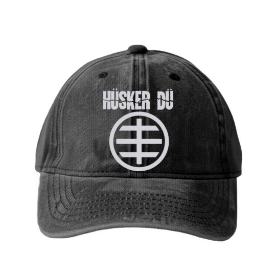Discover Blue Husker Du Circle Logo Washed Denim Baseball Caps