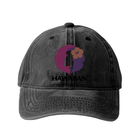 Discover Hawaiian Airlines Vintage Hawaii Camping Washed Denim Baseball Caps