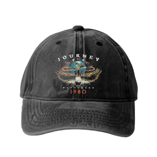 Discover Journey Departure Tour 1980 Men’s Washed Denim Baseball Caps, Washed Denim Baseball Caps For Music Fan