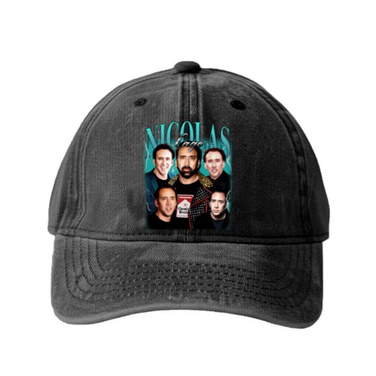 Discover Nicolas Cage Washed Denim Baseball Caps