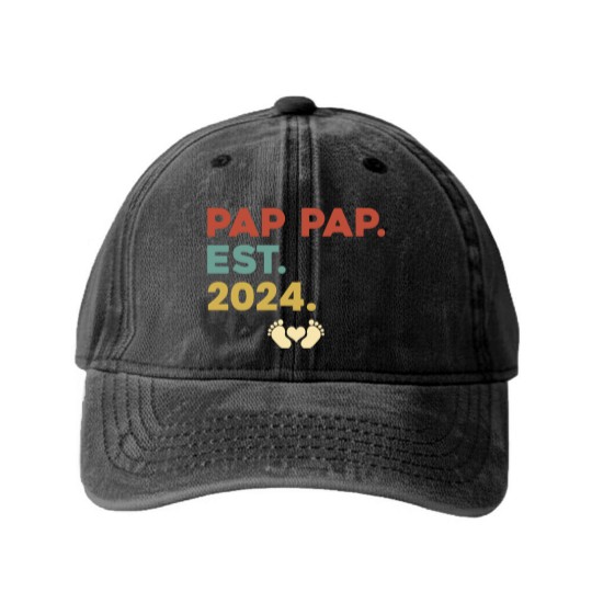 Discover Pap Pap Est 2023 Pap Pap To Be Established 2023 Washed Denim Baseball Caps