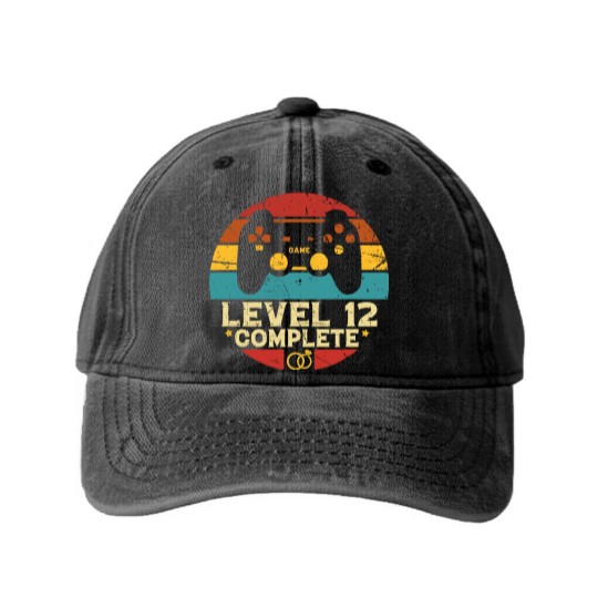 Discover 12Th Wedding Anniversary Level 12 Complete For Wif Washed Denim Baseball Caps