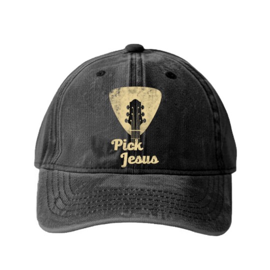 Discover Pick Jesus T -Music Pastor - Pastor Easter Washed Denim Baseball Caps