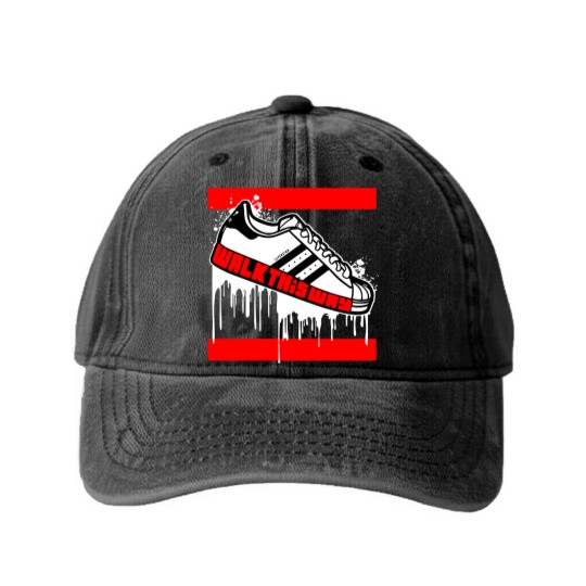 Discover Walk This Way Drip: Men's Graphic Washed Denim Baseball Caps