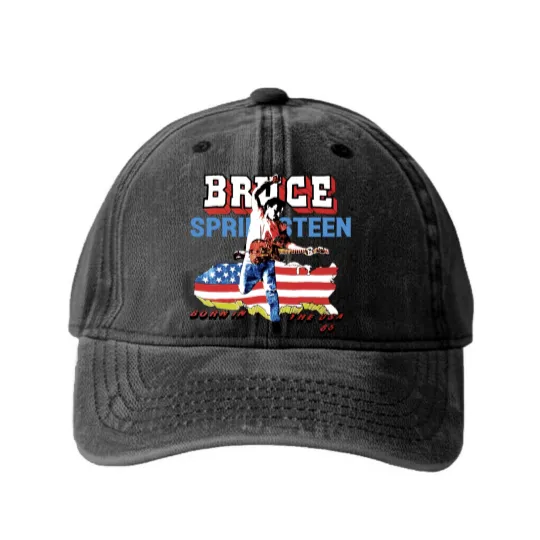 Discover Bruce Springsteen Bon In The Usa Washed Denim Baseball Caps, Vintage Bruce Springsteen Concert S-5Xl