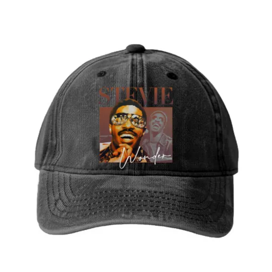 Discover Stevie Wonder Vintage Unisex Washed Denim Baseball Caps stevie wonder Washed Denim Baseball Caps