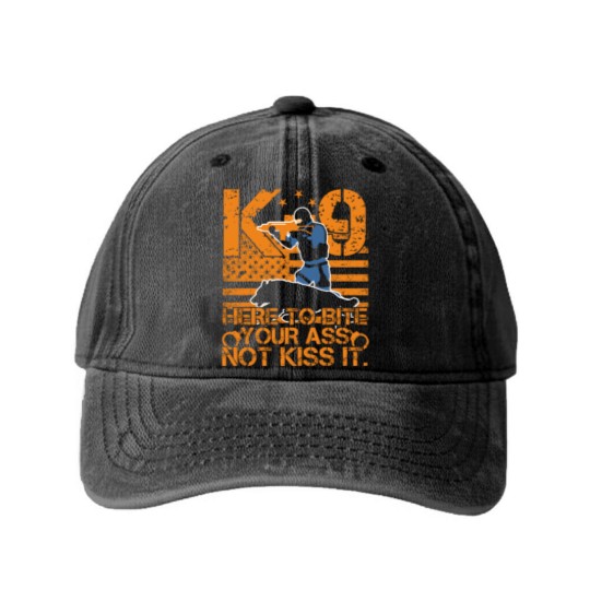 Discover K9 Police Officers Law Enforcement Washed Denim Baseball Caps