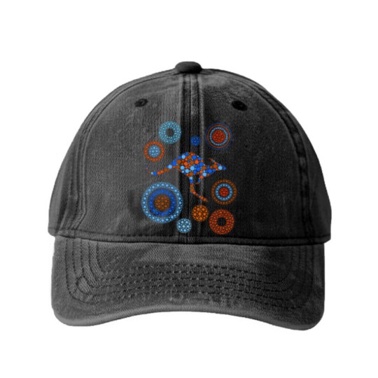 Discover Aboriginal Dot Art Kangaroo Color - Kangaroo - Washed Denim Baseball Caps