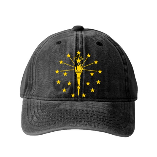 Discover Indiana State Flag Washed Denim Baseball Caps