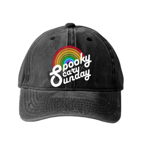 Discover Spooky Scary Sunday Washed Denim Baseball Caps, Spooky Sunday Unisex