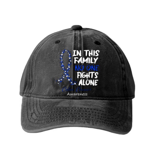 Discover Colon Cancer Awareness In This Family No One Fights Alone - Faith Hope Cure - Colon Cancer Awareness - Washed Denim Baseball Caps