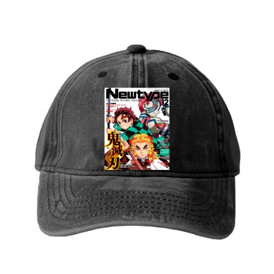 Discover Newtype Kimetsu Magazine Washed Denim Baseball Caps