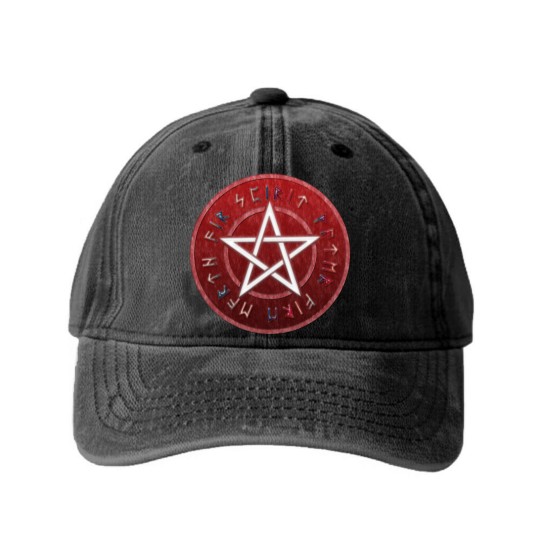 Discover wiccan pentagram Washed Denim Baseball Caps