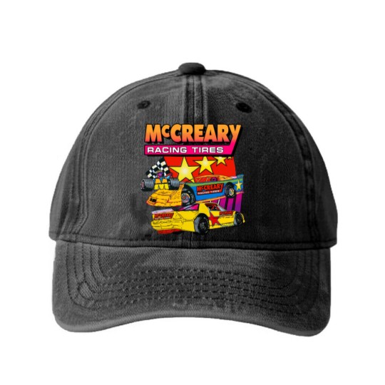 Discover Vintage 1990s McCreary Racing Tire Neon Washed Denim Baseball Caps