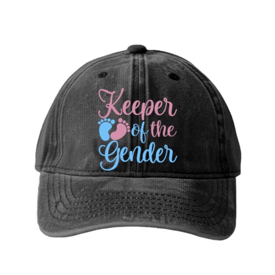 Discover Gender Reveal Washed Denim Baseball Caps, Keeper Of The Gender Washed Denim Baseball Caps, Gender Reveal Ideas, Gender Reveal Party Washed Denim Baseball Caps