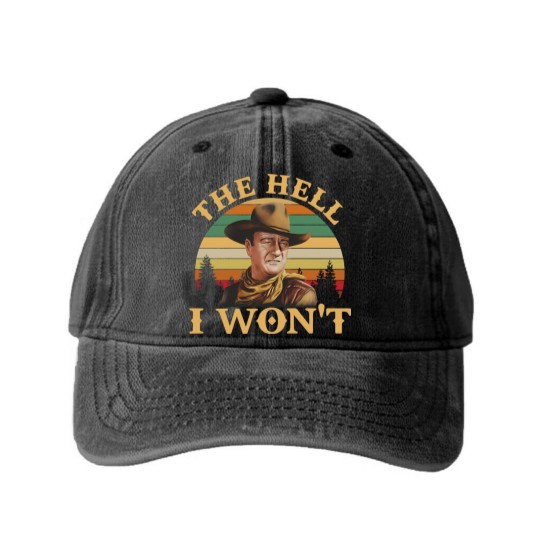Discover John Wayne Movie Washed Denim Baseball Caps, John Wayne The Hell I Wont Vintage Washed Denim Baseball Caps