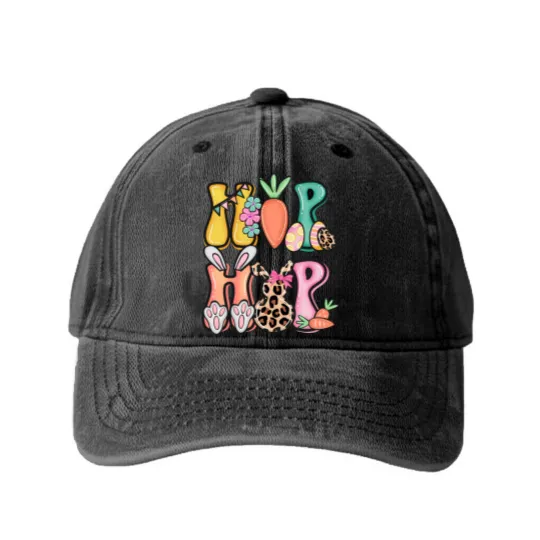Discover Hip Hop Easter Easter Bunny Washed Denim Baseball Caps, Easter