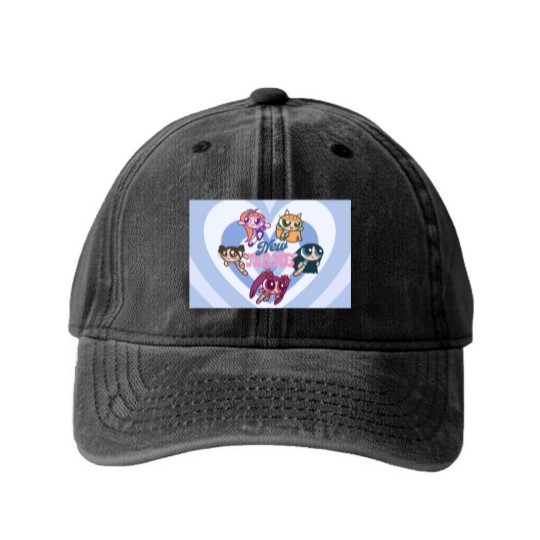 Discover NewJeans Powerpuff Girls Heart Washed Denim Baseball Caps