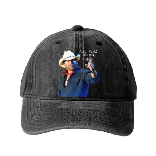 Discover RIP Toby Keith 1961-2024 Signatures Washed Denim Baseball Caps for Men Women