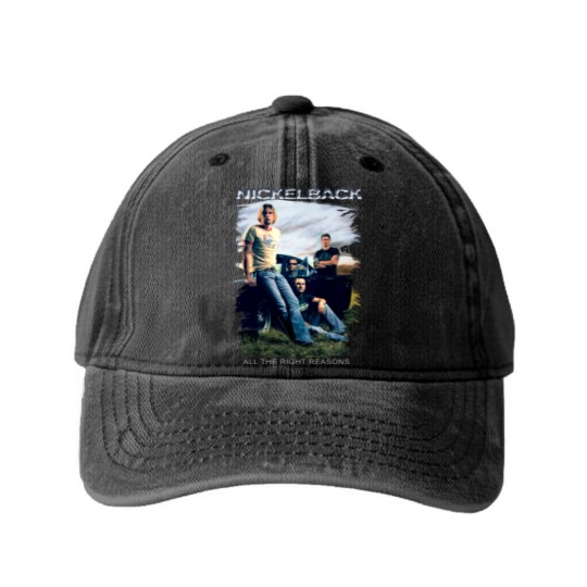 Discover Vintage Nickelback Washed Denim Baseball Caps, Nickelback 90s Rock Band Washed Denim Baseball Caps