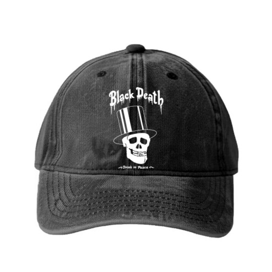 Discover Black Death Vodkas N Roses Washed Denim Baseball Caps