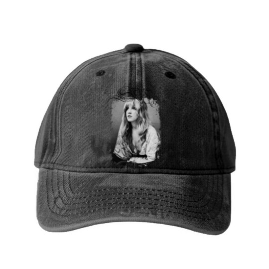 Discover Stevie Nicks Fleetwood Mac 1970's Rock N Roll Band Concert Washed Denim Baseball Caps