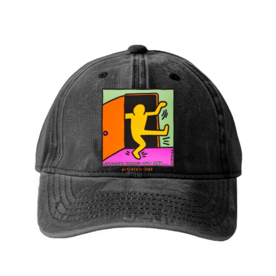 Discover vintage keith haring 1988 Washed Denim Baseball Caps national coming out day