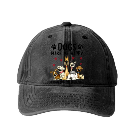 Discover dogs make me happy humans make my head hurt Washed Denim Baseball Caps