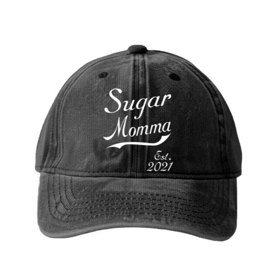 Discover Women'S Sugar Momma Established 2021 Washed Denim Baseball Caps